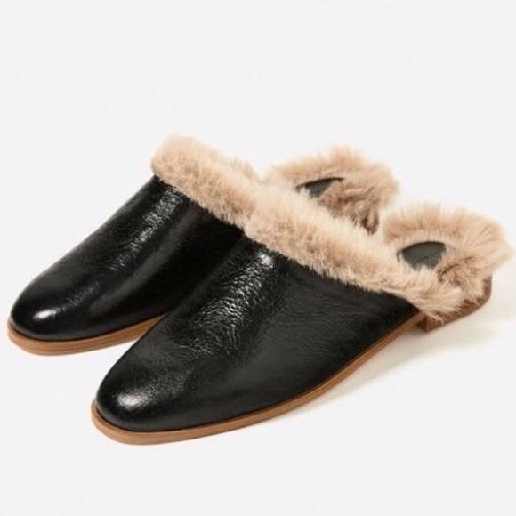 fur lined mules zara